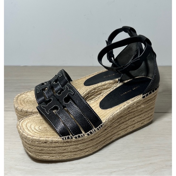 TORY BURCH INES MULTI-STRAP ESPADRILLE
WEDGE SANDAL Sz 8.5 - Picture 5 of 11